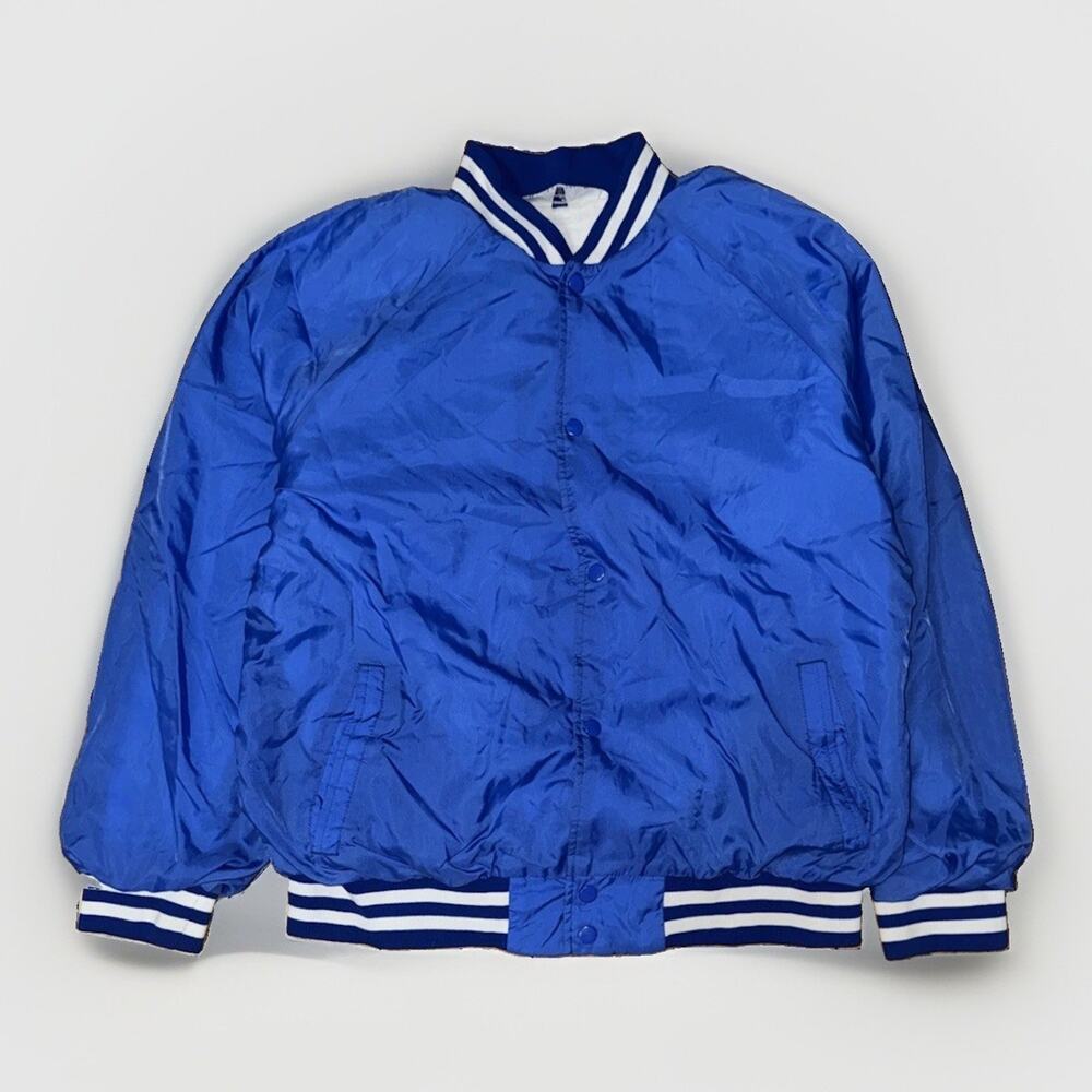 Vintage Bomber Jacket Dodger Blue XL Tall 24x27 Retro 90s Cotton Nylon